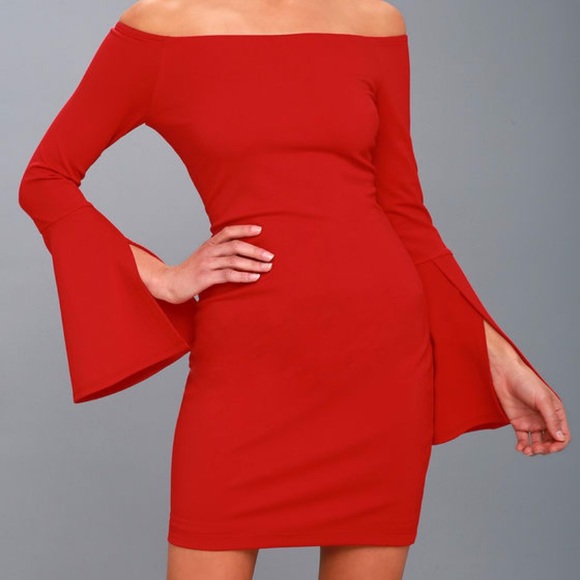 lulus red off the shoulder dress